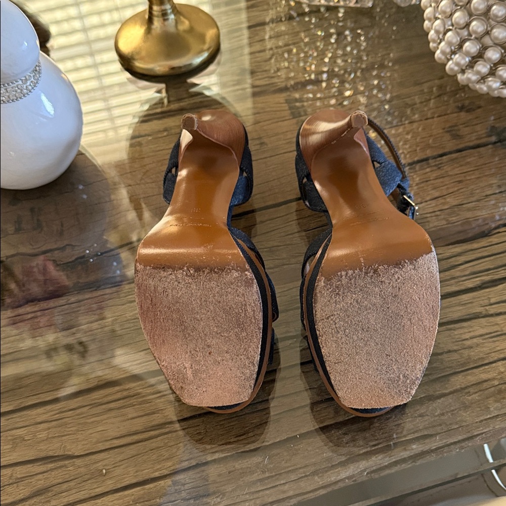 Yves Saint Laurent blue denim high Heeled Sandals - Picture 4 of 5
